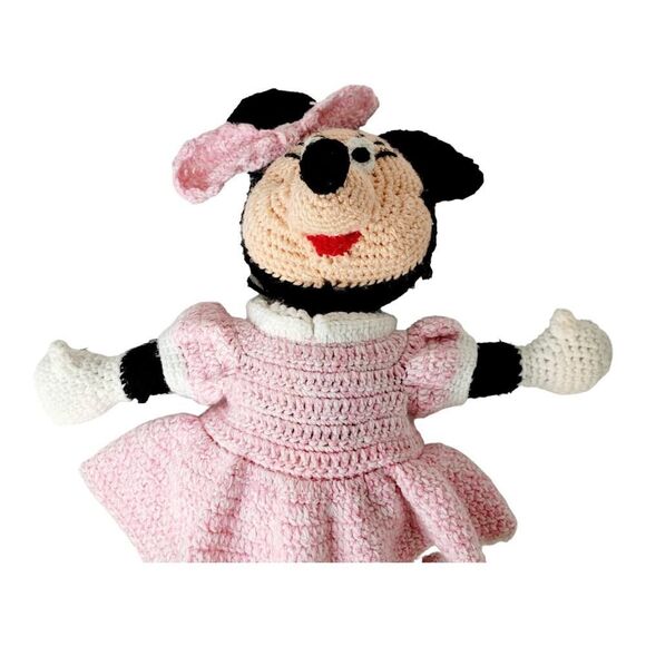 Handmade Vintage Crochet Minnie Mouse Doll Plush Stuffed Toy 20” - Picture 5 of 7